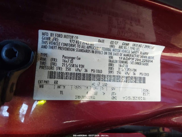 Ford FOCUS SE 2017 1FADP3F29HL229204 Image 20