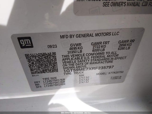 1GT59ME7XRF235797 GMC Sierra 2500hd 4wd Standard Bed Sle