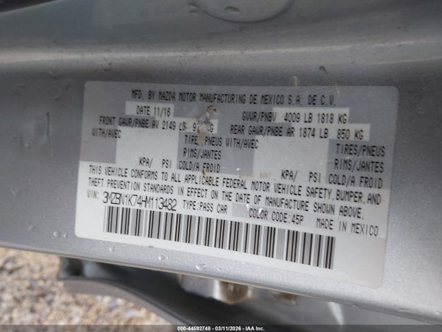 Продаж на аукціоні авто 2017 Mazda Mazda3 Sport, vin: 3MZBN1K74HM113482, номер лоту: 44592748