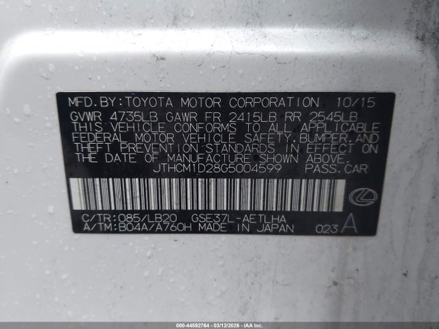 Продаж на аукціоні авто 2016 Lexus Is 300, vin: JTHCM1D28G5004599, номер лоту: 44592764