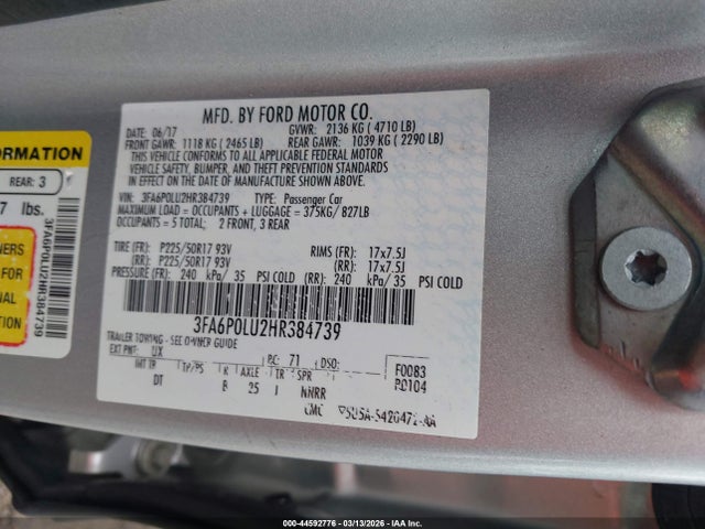 2017 FORD FUSION HYBRID 3FA6P0LU2HR384739 Photo 8