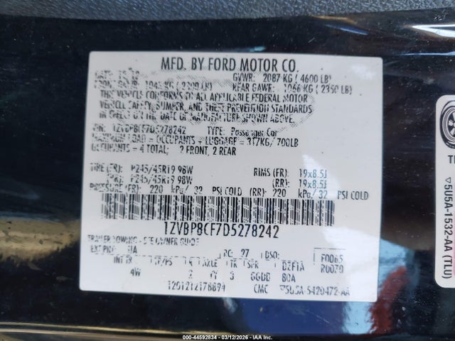 2013 FORD MUSTANG 1ZVBP8CF7D5278242 Photo 8