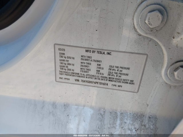 Продаж на аукціоні авто 2023 Tesla Model Y Performance Dual Motor All-wheel Drive, vin: 7SAYGDEF4PF701674, номер лоту: 44592856