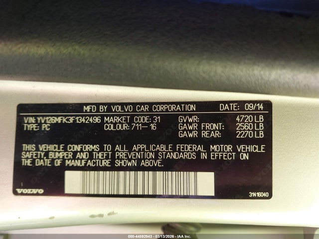 2015 VOLVO S60 YV126MFK3F1342496 Photo 8