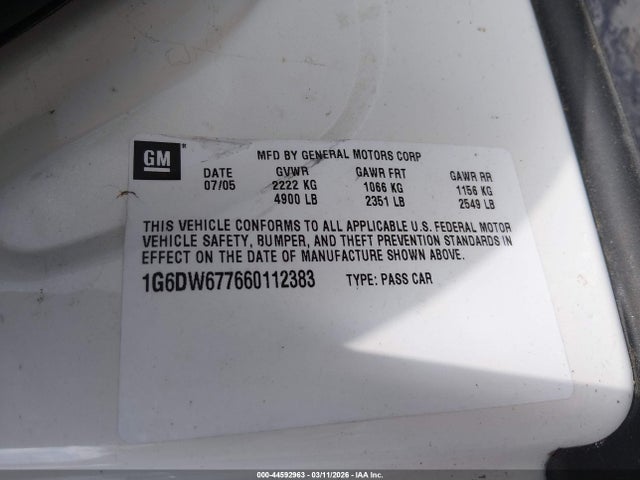 Продажа на аукционе авто 2006 Cadillac Sts V6, vin: 1G6DW677660112383, номер лота: 44592963