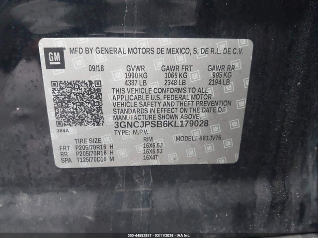 2019 CHEVROLET TRAX 3GNCJPSB6KL179028 Photo 8