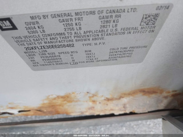 Aukcja sprzedaży 2014 Gmc Terrain Denali, vin: 2GKFLZE36E6268482, numer aukcji: 44592995
