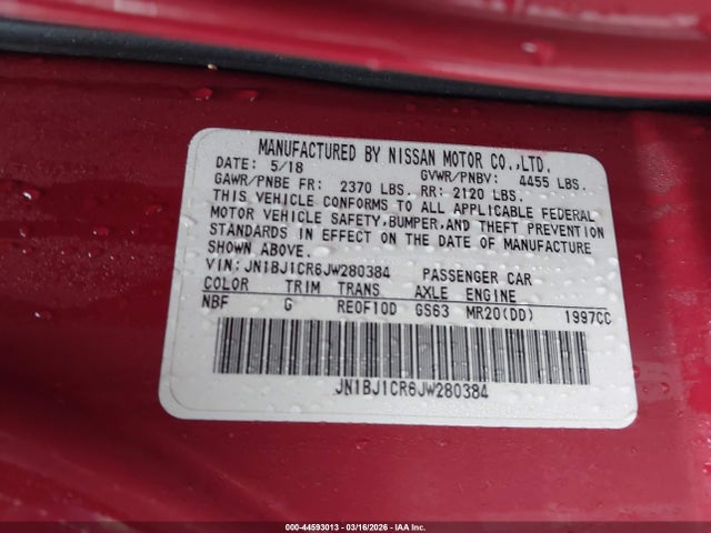 Продаж на аукціоні авто 2018 Nissan Rogue Sport Sv, vin: JN1BJ1CR6JW280384, номер лоту: 44593013