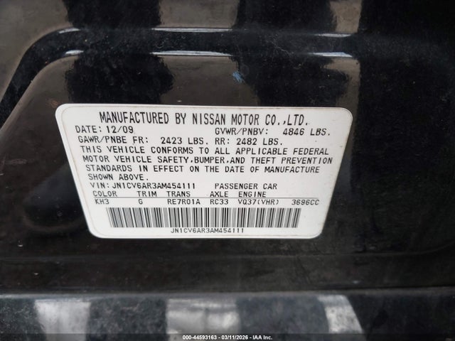 Aukcja sprzedaży 2010 Infiniti G37x, vin: JN1CV6AR3AM454111, numer aukcji: 44593163