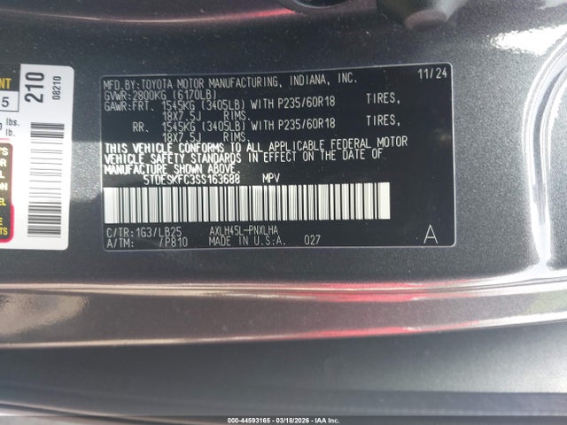 Toyota Sienna Platinum 2025 5TDESKFC3SS163688 Image 9
