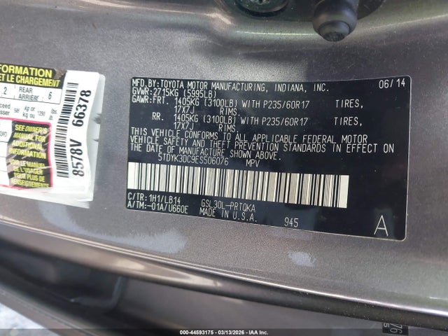 2014 TOYOTA SIENNA 5TDYK3DC9ES506076 Photo 8