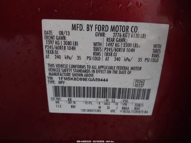 Aukcja sprzedaży 2014 Ford Explorer Xlt, vin: 1FM5K8D89EGA59444, numer aukcji: 44593220
