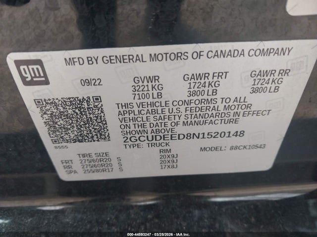 2022 CHEVROLET SILVERADO 1500 2GCUDEED8N1520148 Photo 8