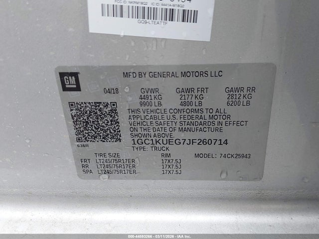 1GC1KUEG7JF260714 Chevrolet Silverado 2500hd Wt