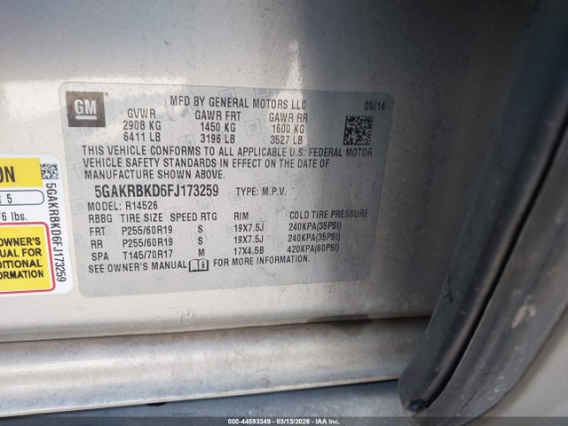 Продаж на аукціоні авто 2015 Buick Enclave Leather, vin: 5GAKRBKD6FJ173259, номер лоту: 44593349