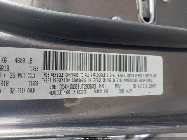 Продаж на аукціоні авто 2018 Jeep Compass Limited 4x4, vin: 3C4NJDCB1JT283603, номер лоту: 44593357