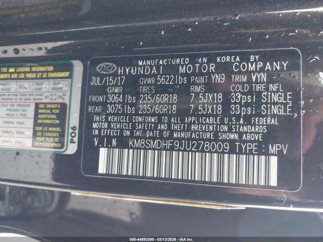 2018 HYUNDAI SANTA FE KM8SMDHF9JU278009 Photo 8