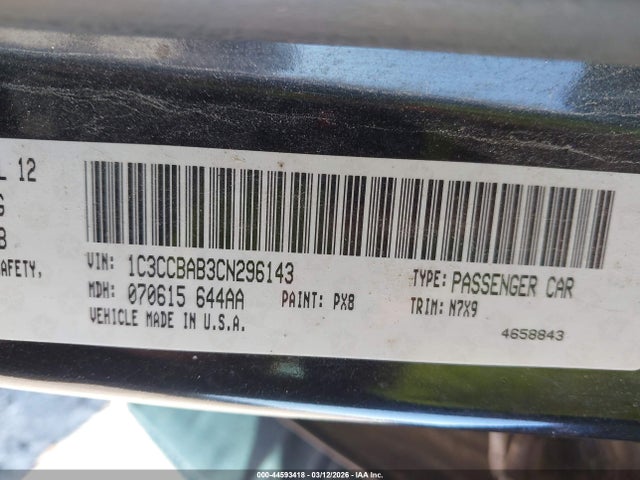 Aukcja sprzedaży 2012 Chrysler 200 Lx, vin: 1C3CCBAB3CN296143, numer aukcji: 44593418