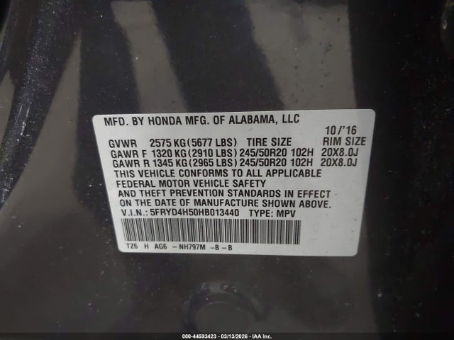 Продаж на аукціоні авто 2017 Acura Mdx Technology Package, vin: 5FRYD4H50HB013440, номер лоту: 44593423