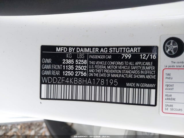 Aukcja sprzedaży 2017 Mercedes-benz E 300 4matic, vin: WDDZF4KB8HA178195, numer aukcji: 44593431