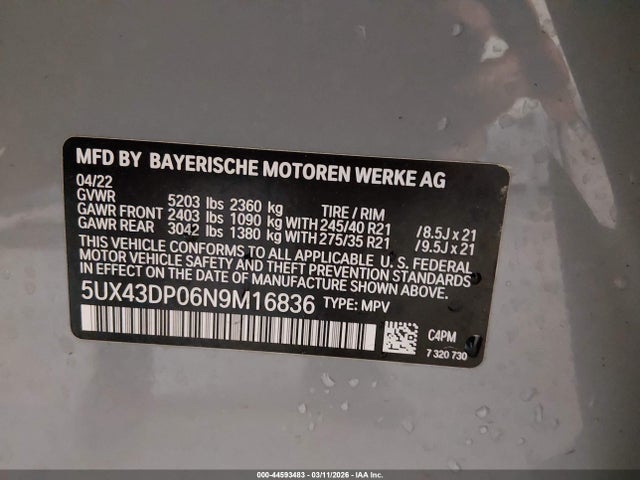 2022 BMW X3 5UX43DP06N9M16836 Photo 8