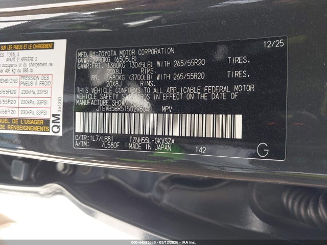 44593530 :رقم المزاد ، JTEVB5BR5T5029604 vin ، 2026 Toyota 4runner Hybrid Platinum مزاد بيع