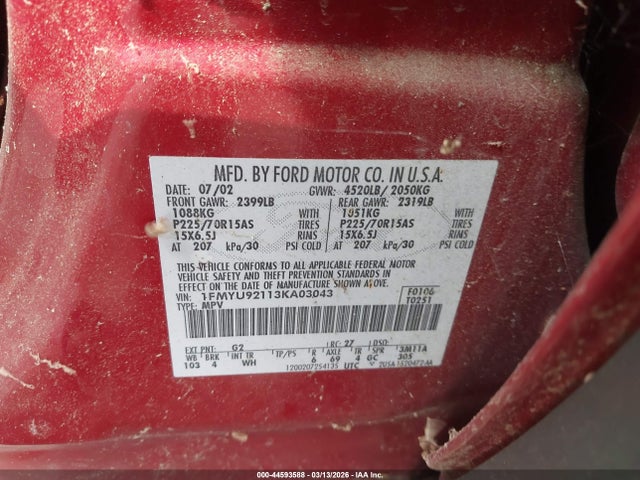 2003 FORD ESCAPE 1FMYU92113KA03043 Photo 8