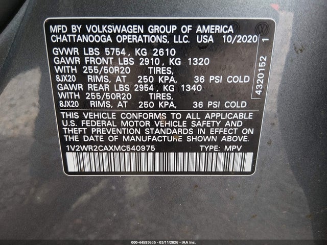2021 VOLKSWAGEN ATLAS 1V2WR2CAXMC540975 Photo 8