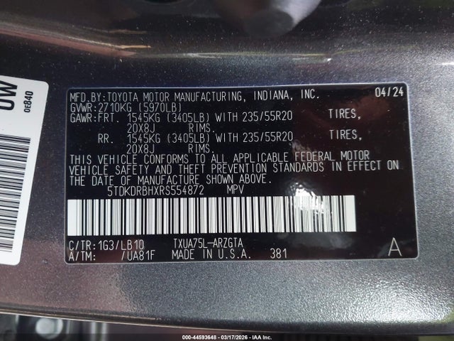 2024 TOYOTA HIGHLANDER 5TDKDRBHXRS554872 Photo 8