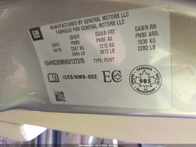 2010 BUICK LUCERNE 1G4HC5EM8AU127376 Photo 8