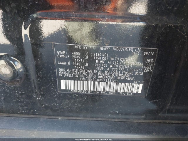 Aukcja sprzedaży 2015 Subaru Outback 2.5i Premium, vin: 4S4BSAHC7F3231293, numer aukcji: 44593669