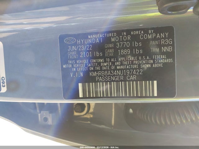 2022 HYUNDAI VENUE KMHRB8A34NU197422 Photo 8