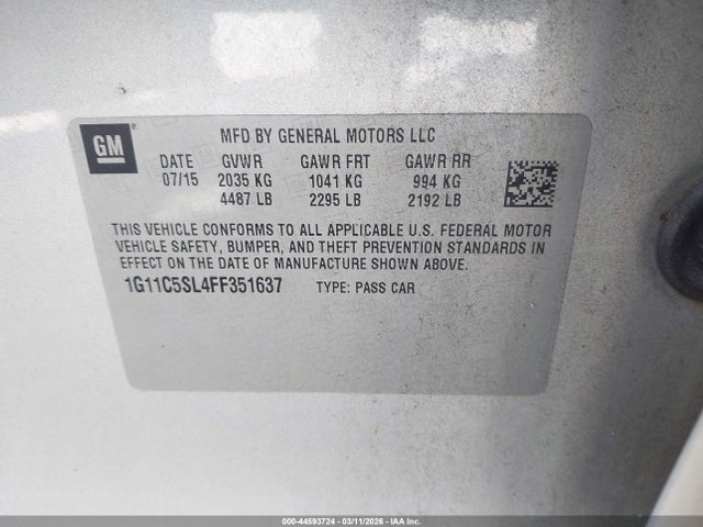 1G11C5SL4FF351637 Chevrolet MALIBU 1LT