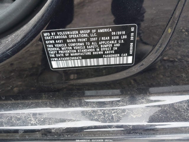 2019 VOLKSWAGEN PASSAT 1VWLA7A33KC003470 Photo 8