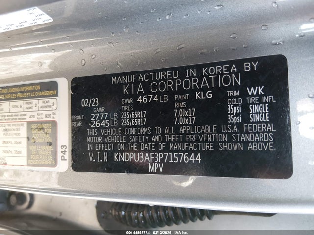 2023 Kia Sportage Lx მანქანა იყიდება აუქციონზე, vin: KNDPU3AF3P7157644, აუქციონის ნომერი: 44593784