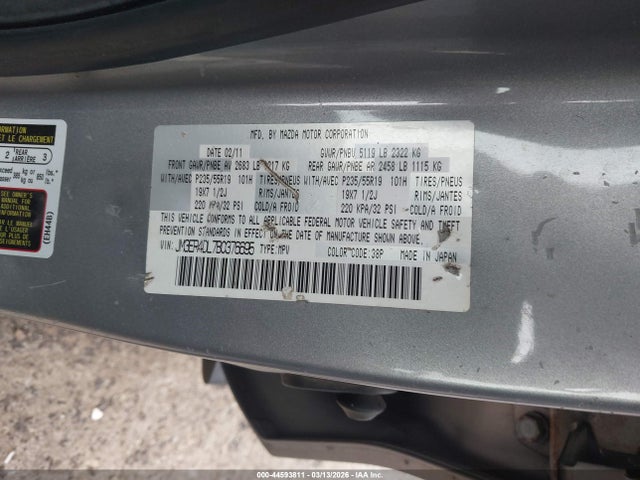 44593811 :رقم المزاد ، JM3ER4DL7B0376695 vin ، 2011 Mazda Cx-7 S Grand Touring مزاد بيع