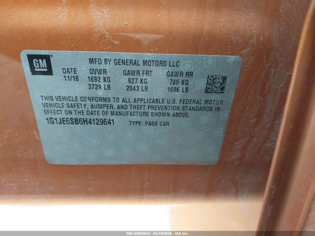 2017 CHEVROLET SONIC 1G1JE6SB6H4129641 Photo 8