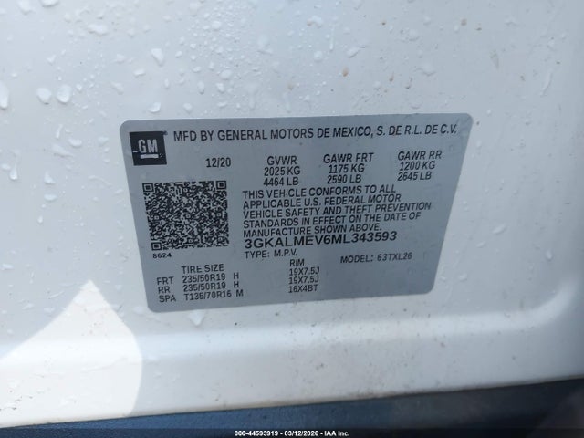Продажа на аукционе авто 2021 Gmc Terrain Fwd Sle, vin: 3GKALMEV6ML343593, номер лота: 44593919