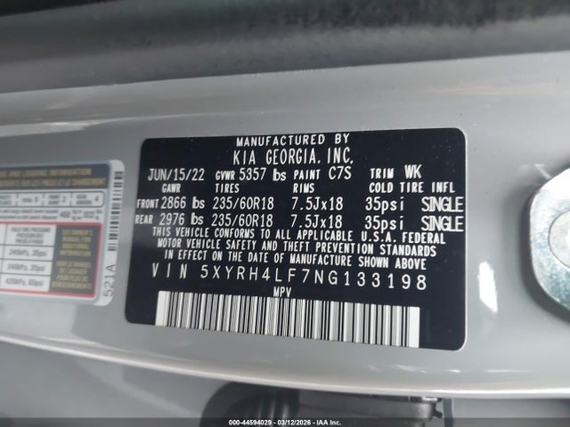 2022 KIA SORENTO 5XYRH4LF7NG133198 Photo 8
