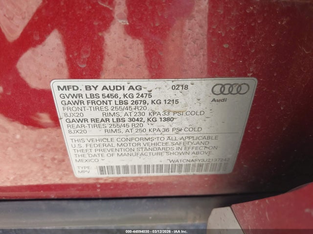 2018 AUDI Q5 WA1CNAFY3J2137242 Photo 8