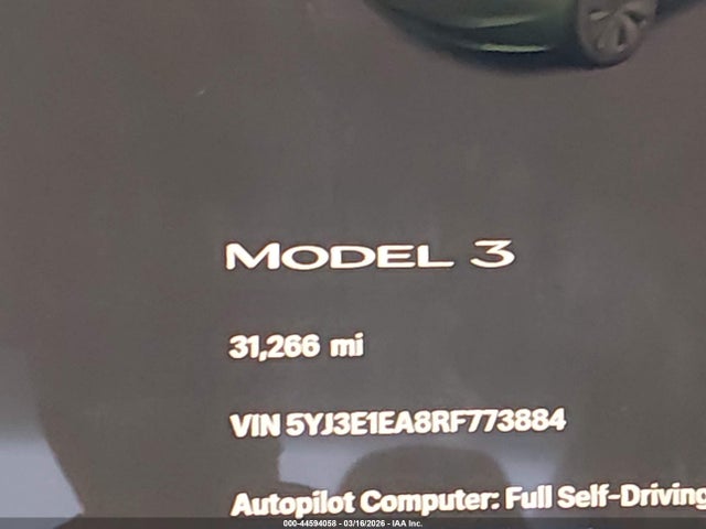 Продажа на аукционе авто 2024 Tesla Model 3 Long Range Dual Motor All-wheel Drive/rear-wheel Drive, vin: 5YJ3E1EA8RF773884, номер лота: 44594058