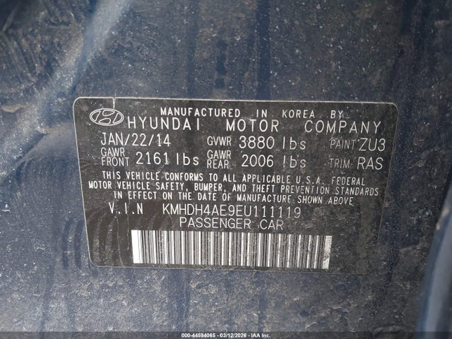 Hyundai ELANTRA SE 2014 KMHDH4AE9EU111119 Image 9