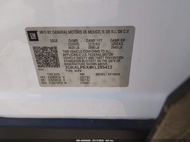 Продажа на аукционе авто 2019 Gmc Terrain Slt, vin: 3GKALPEX4KL195413, номер лота: 44594069