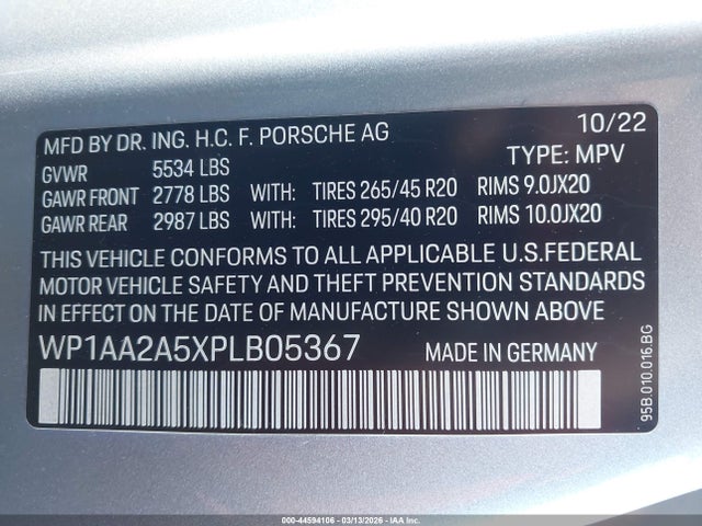 WP1AA2A5XPLB05367 Porsche Macan T