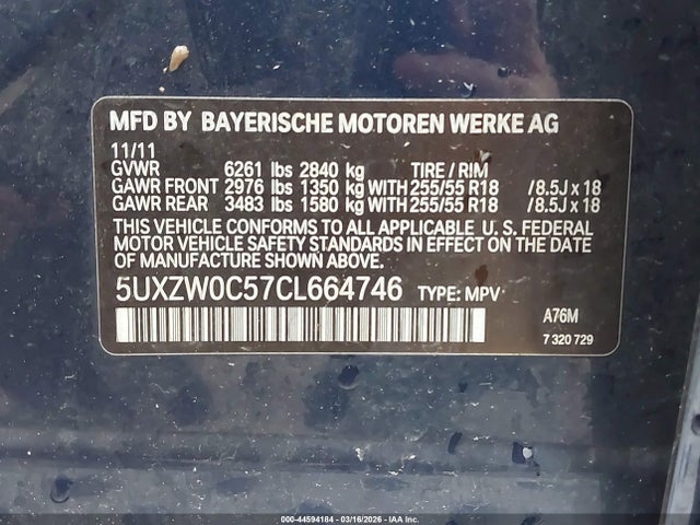 Продаж на аукціоні авто 2012 Bmw X5 Xdrive35d, vin: 5UXZW0C57CL664746, номер лоту: 44594184