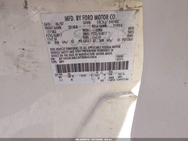 2007 FORD EDGE 2FMDK38C97BB43304 Photo 8