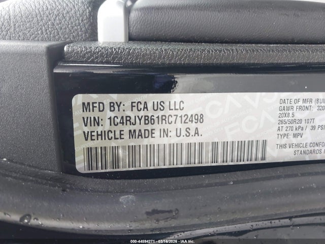 Aukcja sprzedaży 2024 Jeep Grand Cherokee 4xe, vin: 1C4RJYB61RC712498, numer aukcji: 44594271