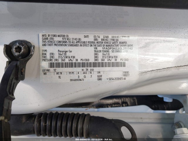 Ford FOCUS SE 2016 1FADP3KE2GL280042 Image 9