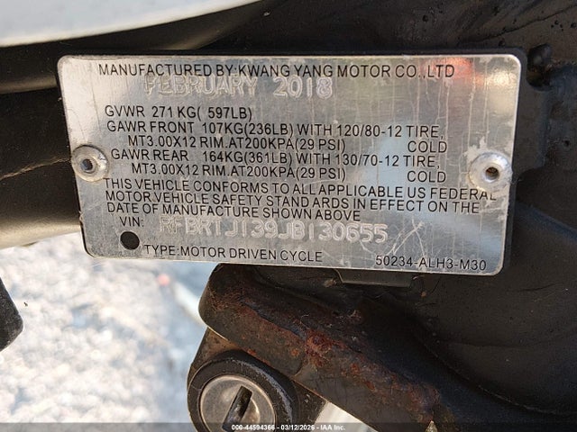 Kymco Usa Inc Spade 150 150 2018 RFBRTJ139JB130655 Image 10