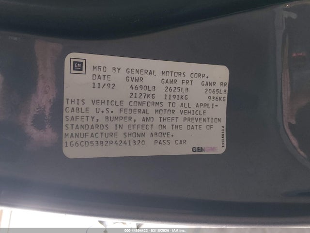 1993 CADILLAC DEVILLE 1G6CD53B2P4241320 Photo 8